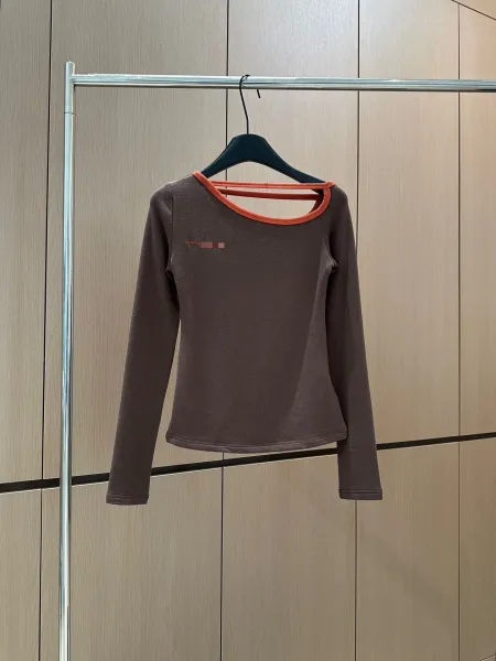 ANNA' Cut-Out Neck Long Sleeve Top Black - 6