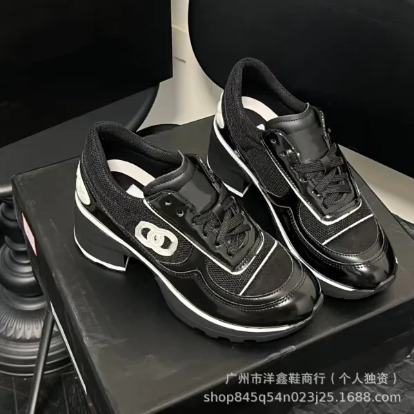 Chanel CC Logo Chunky Sneakers White Black - 4