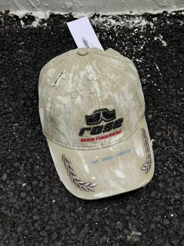 Martine Rose Hats Washed distressed embroidered baseball cap product detail image 4
