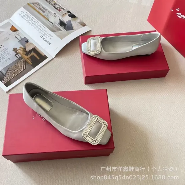 Black Square-Buckle Embellished Loafers - 20