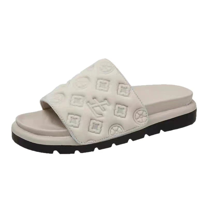 Unbranded Slippers Denim-pattern wide-strap slide image 5
