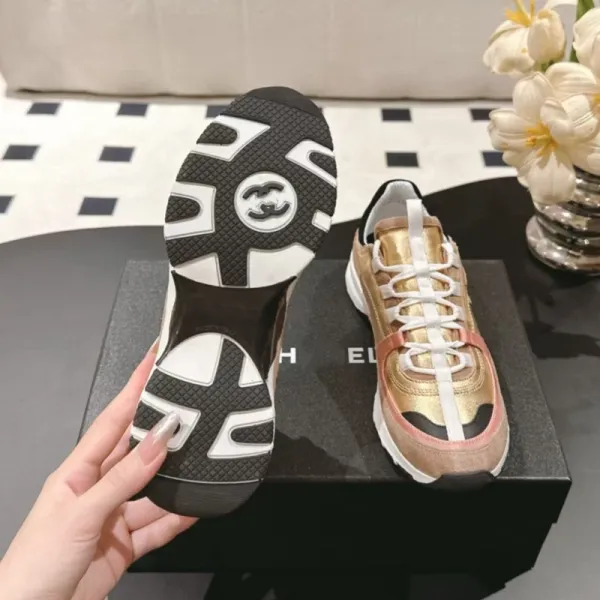 Chanel Sporty Chunky Sneakers Gold Pink White Sneakers - 6