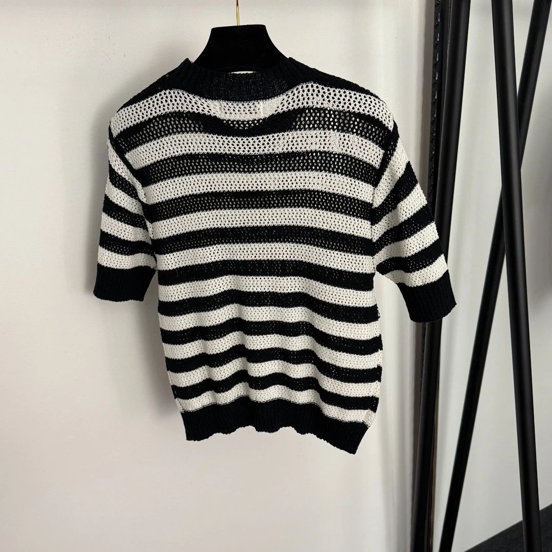 Dior Oblique Striped Knit Sweater Black White - 7
