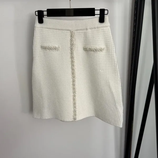 Chanel-Inspired Tweed Set Black and White Cardigan and Skirt - 13