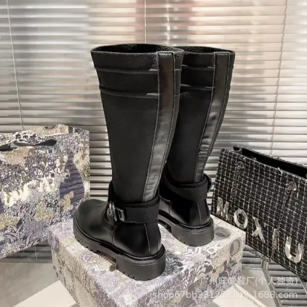 Off-White x Missoni Collaboration Logo Print Knee Boots Black/Beige - 21