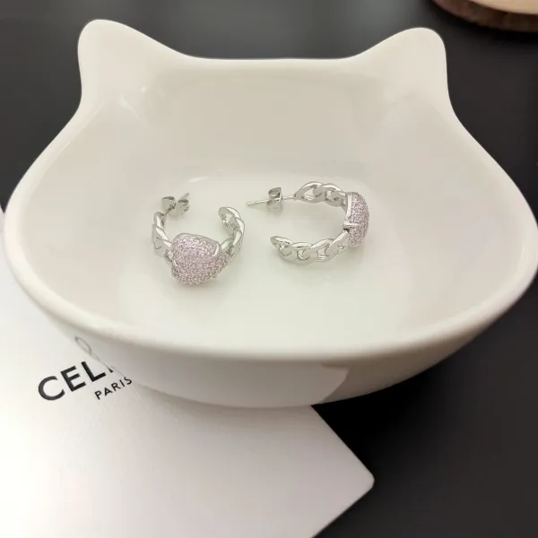 Celin Paris Heart Chain Ring Pink Pave Jewelry - 3