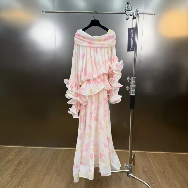 WOMANBY A VOYVES Ruffled Tiered Tie-Dye Maxi Dress - 14