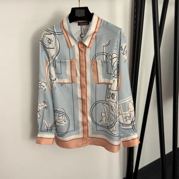 Multicolor Abstract Print Silk Sleepwear Set - 6