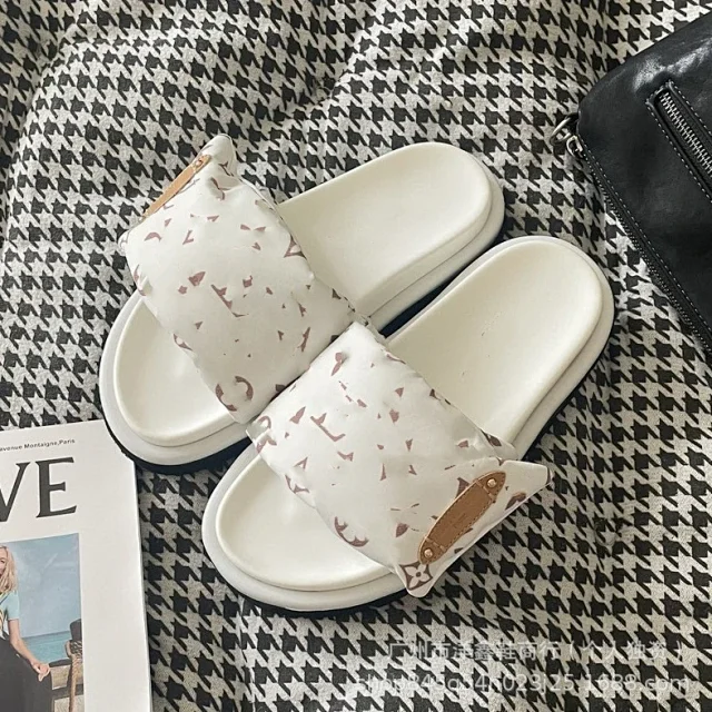 Unbranded Slippers Denim-pattern wide-strap slide product detail image 13