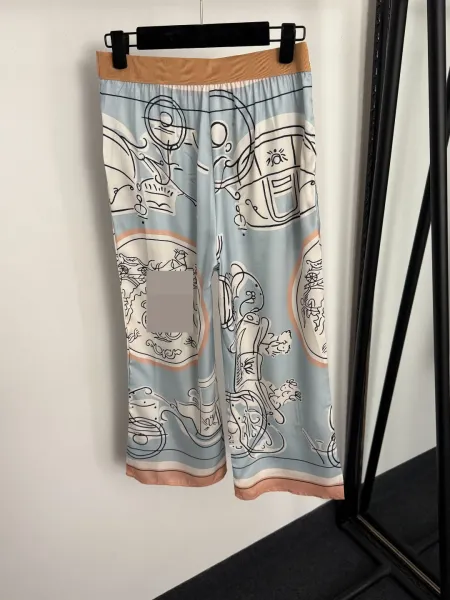 Multicolor Abstract Print Silk Sleepwear Set - 10