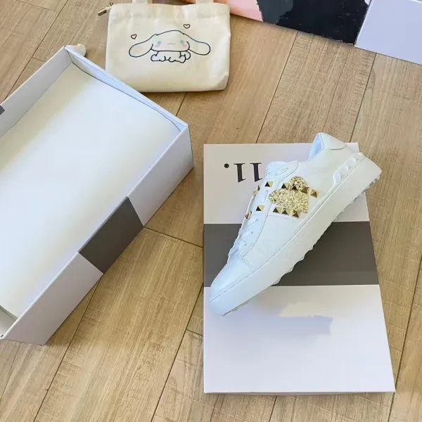 Valentino Garavani Rockstud Spike Crystal White Sneakers - 24