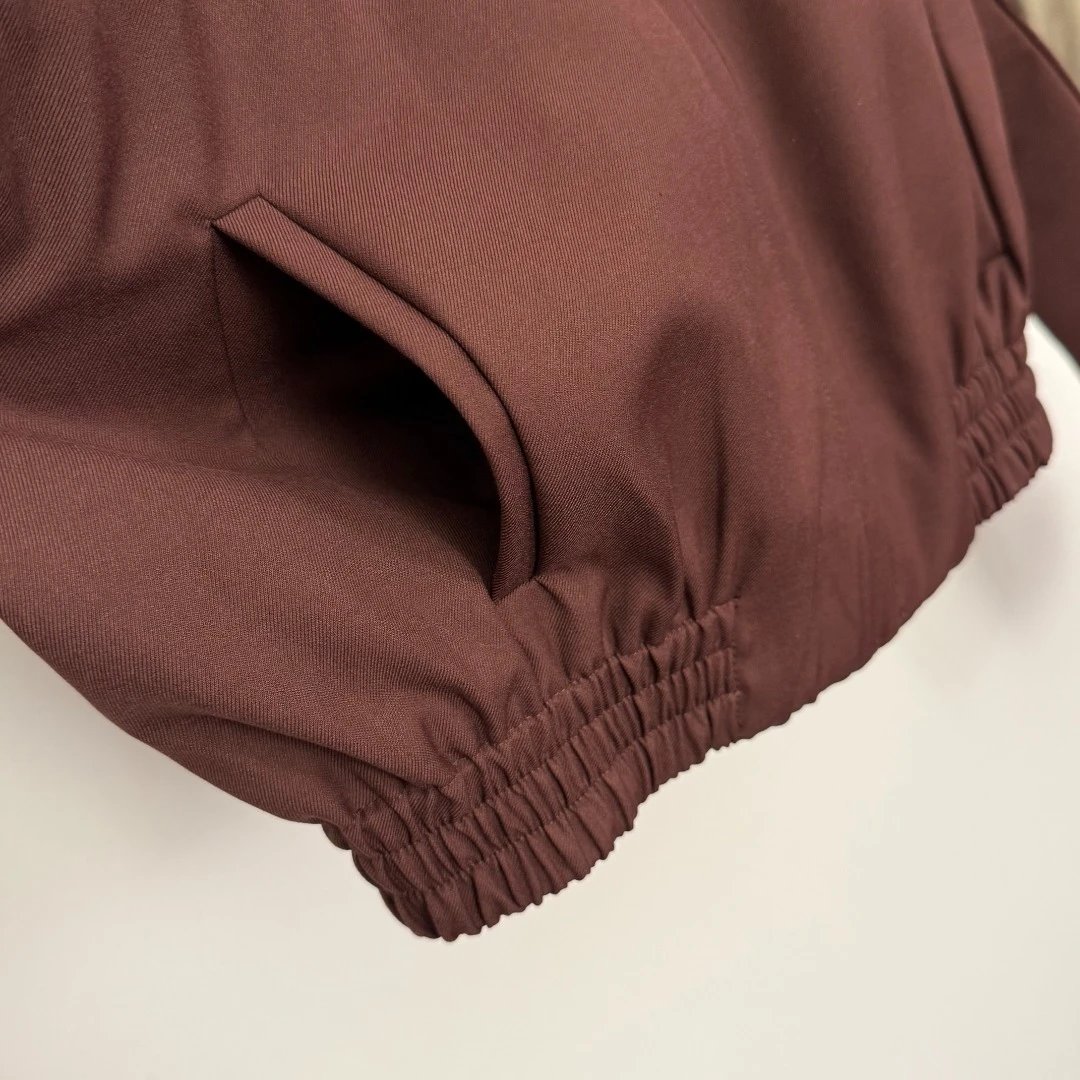 MMY Cropped Color-Block Track Jacket Beige and Burgundy Outerwear - 7
