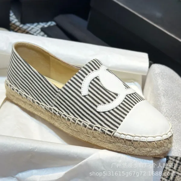 Chanel CC Logo Quilted Espadrille Loafers Black and White - 14