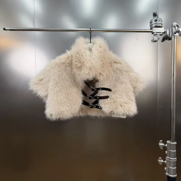Faux Fur Corset Bolero Beige Outerwear - 19