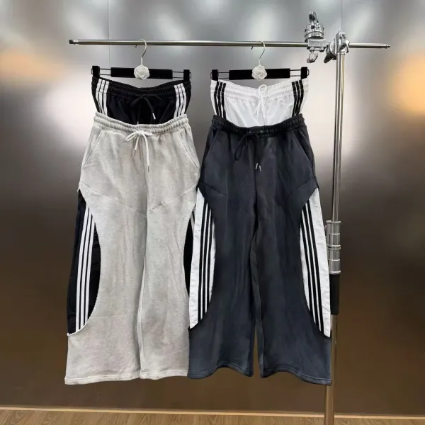 Adidas Originals Track Pants Gray/Black Three-Stripe Cutout Sweatpants - 20
