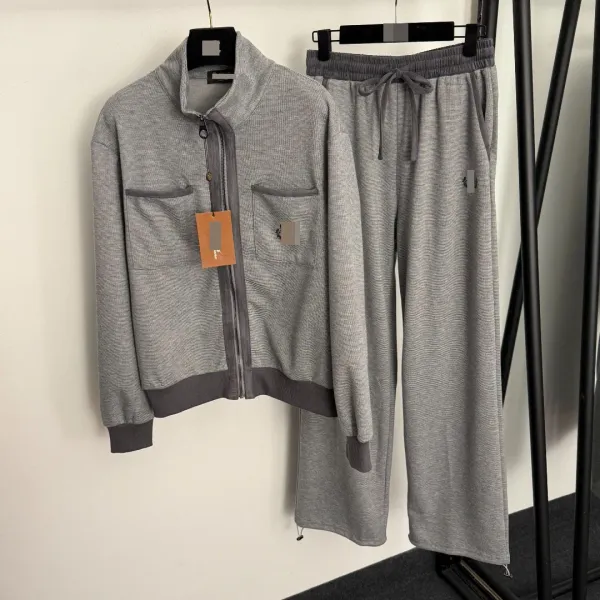 Design Beige Textured Zip-Up Track Set - 5