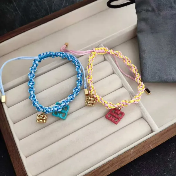 Givenchy GV3 Braided Cord Bracelet Pink Yellow Red - 2