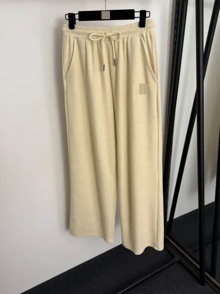 Design Cream Ribbed Hoodie and Wide-Leg Sweatpants Set - 8