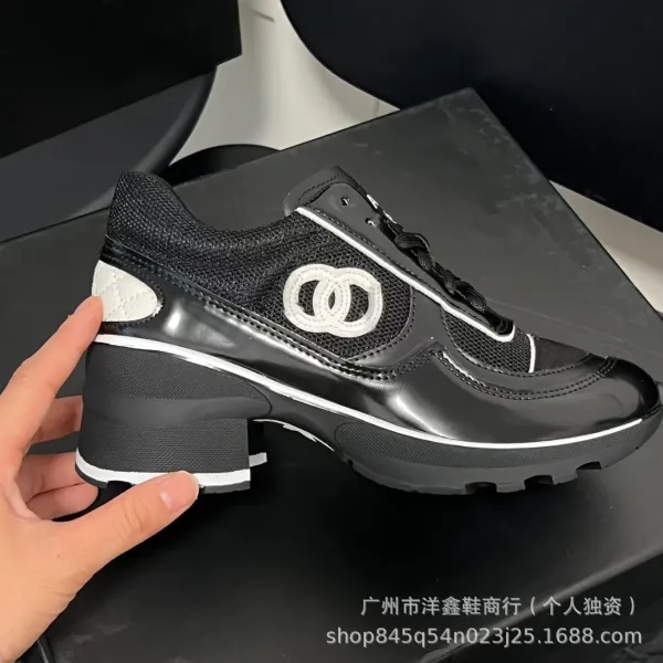 Chanel CC Logo Chunky Sneakers White Black - 8