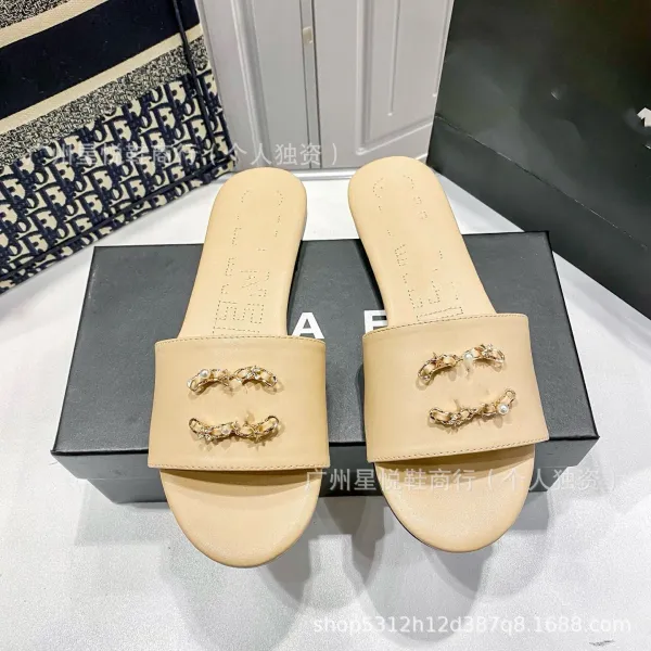 Chanel Tweed CC Logo Slide Sandals Black Multicolor - 7