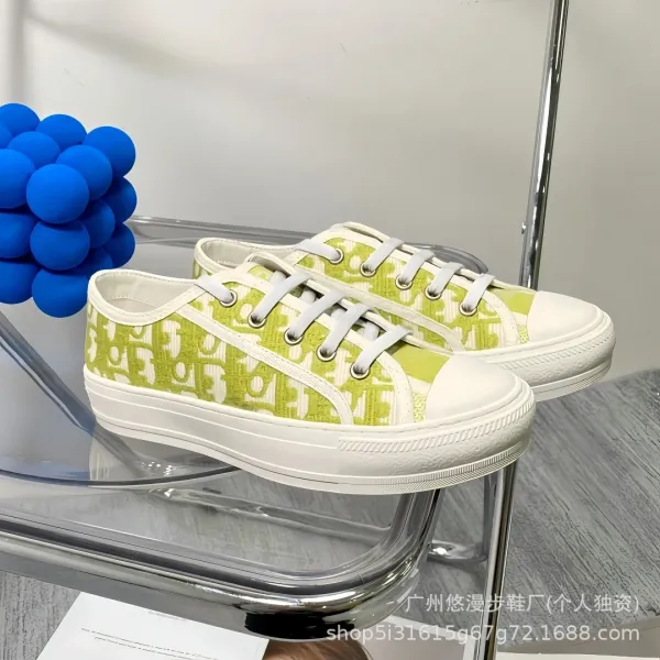 Dior B23 Oblique Print White Canvas Sneakers - 14