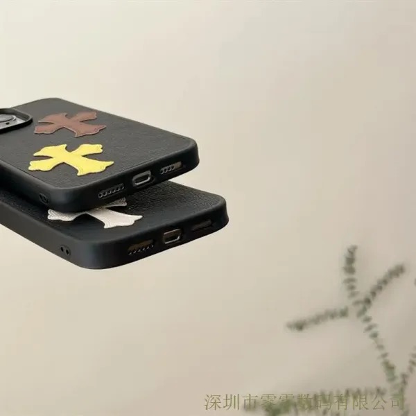 Saint Tears Cross Embroidered Leather Phone Case Black - 9