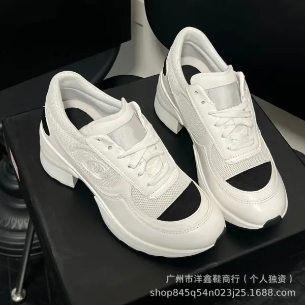 Chanel CC Logo Chunky Sneakers White Black - 12