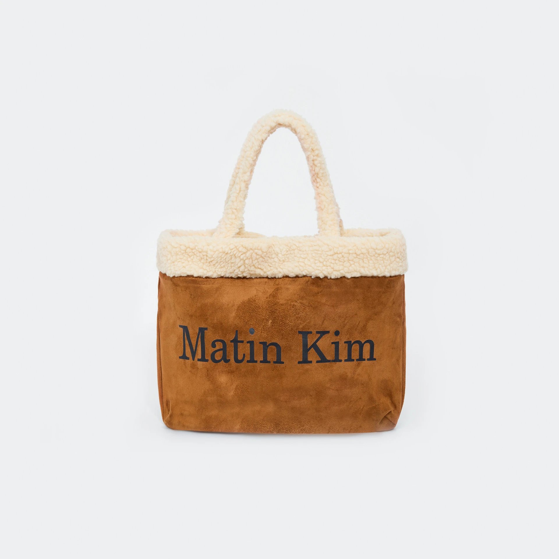 Matin Kim Shearling-Trimmed Suede Tote Bag Brown - 5