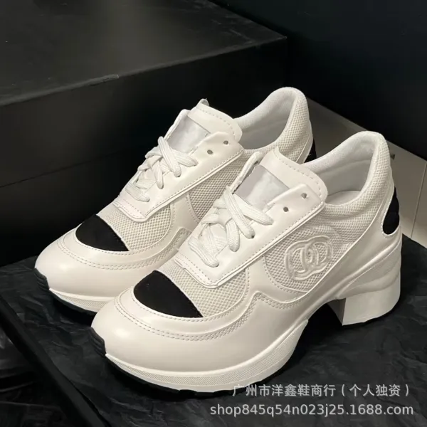 Chanel CC Logo Chunky Sneakers White Black - 19
