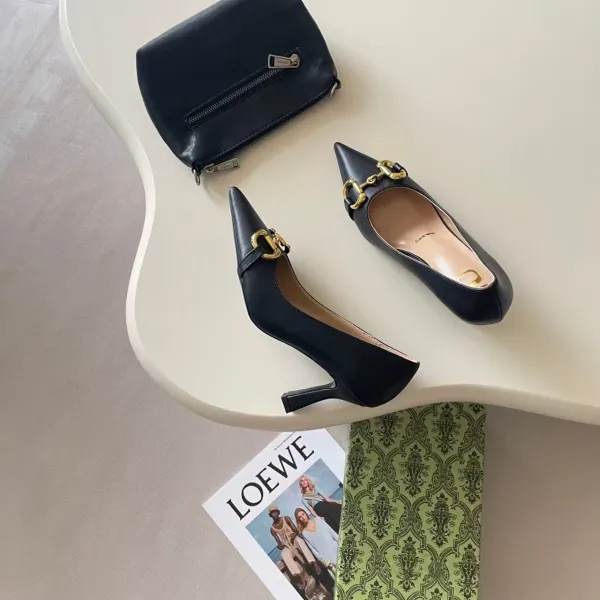 Gucci Horsebit 1955 Pointed-Toe Pumps Black Leather - 17