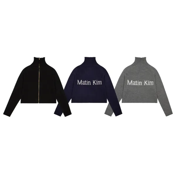 Matin Kim Logo Knit Turtleneck Sweater Gray - 4