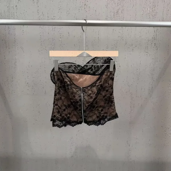 Lace Bustier Top in White and Black - 15