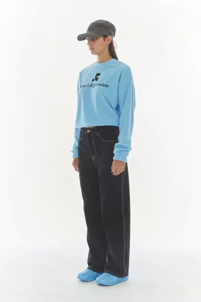 Rest & Recreation Logo Crewneck Sweatshirt Light Blue - 8