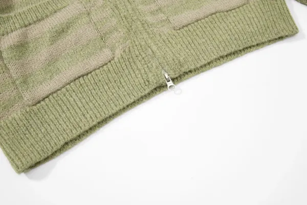 Design Striped Cropped Hoodie in Sage Green and Beige - 14
