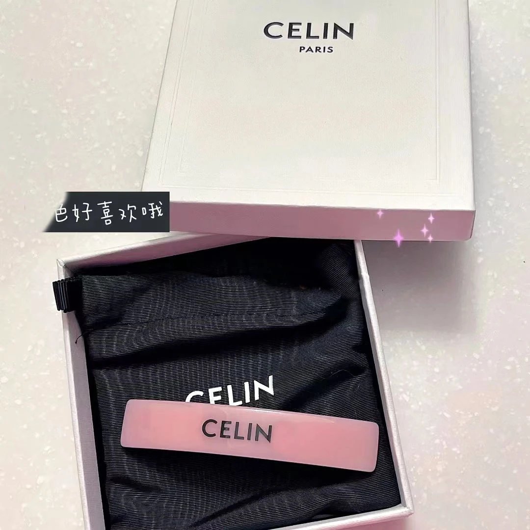Celine Logo Bar Hair Clip Yellow Accessories - 7