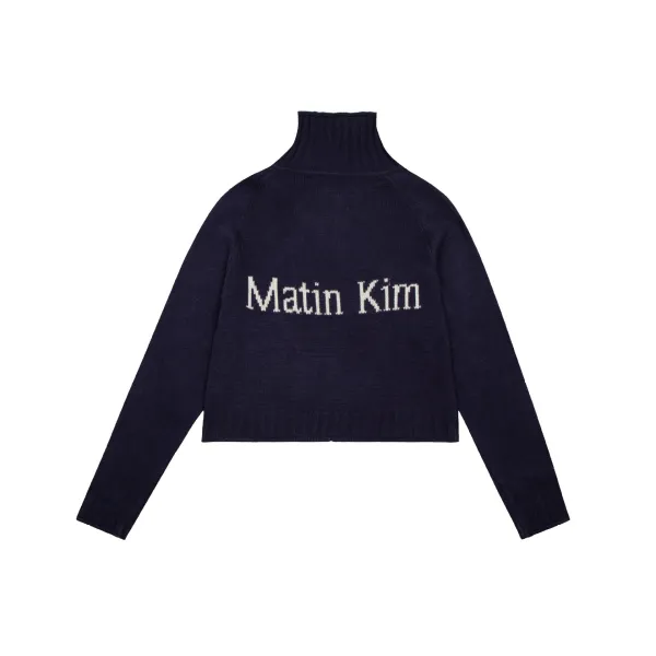 Matin Kim Logo Knit Turtleneck Sweater Gray - 8