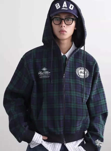 Burberry Tartan Check Hoodie Navy Green - 20
