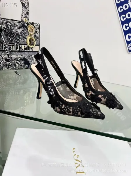 Dior J'Adior Lace Embellished Red Slingback Heels - 12