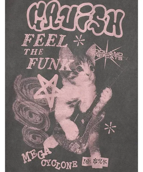 GRA Feel The Fun Cat Graphic Black Hoodie - 8