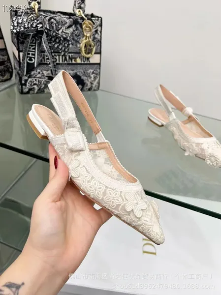 Dior J'Adior Lace Embellished Red Slingback Heels - 23