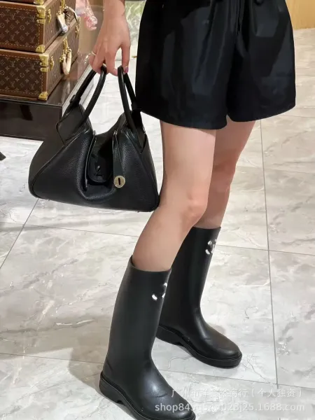 Off-White x Hunter Rain Boots Black White Rubber Knee-Boots - 7