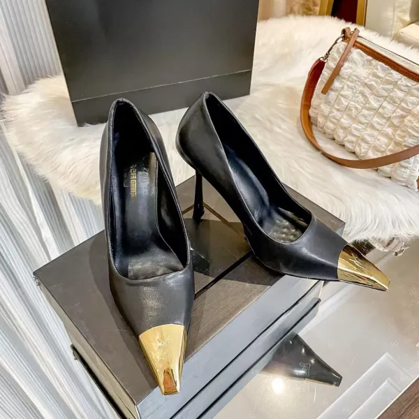 Saint Tears Metallic Tip Stiletto Heels Black/Gold - 6