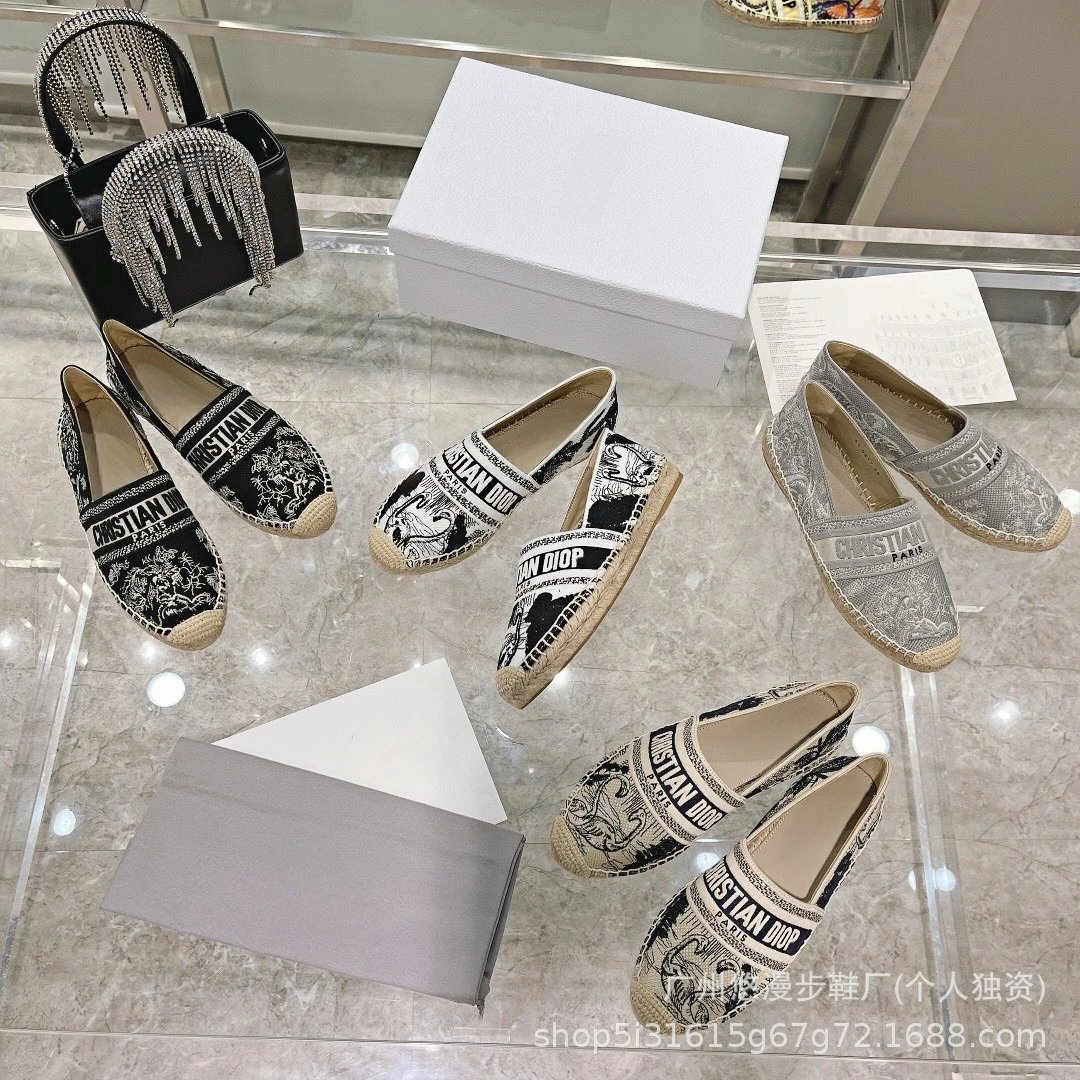 Dior Casual Shoes Canvas Espadrille Slip-On Flats with Braided Jute Soles image 2