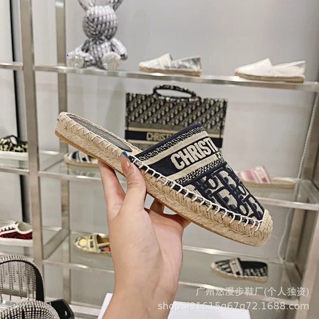 Dior Casual Shoes Canvas Espadrille Slip-On Flats with Braided Jute Soles product detail image 4