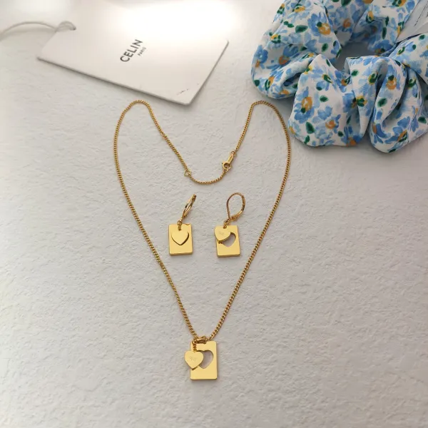 Celine Heart Cut-Out Pendant Necklace Gold - 8