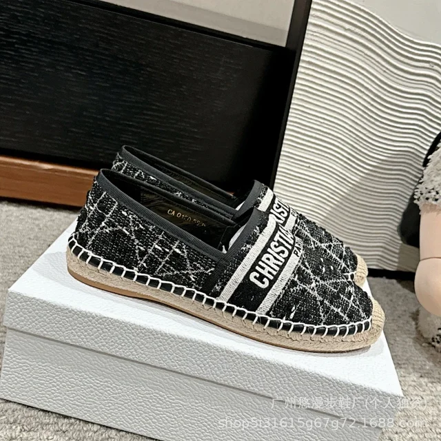 Dior Casual Shoes Canvas Espadrille Slip-On Flats with Braided Jute Soles product detail image 12