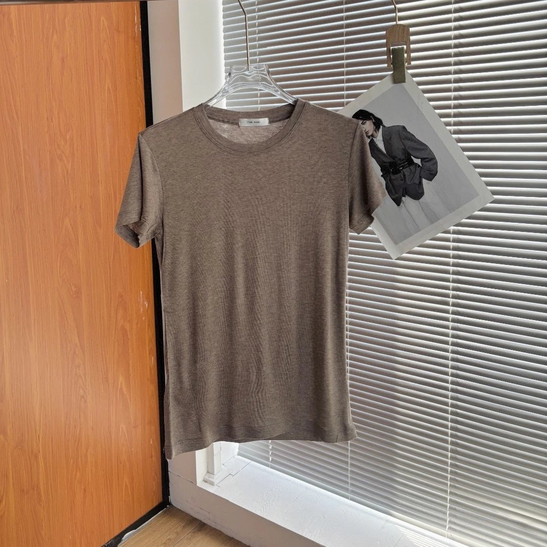 COS Ribbed Crewneck T-Shirt Taupe