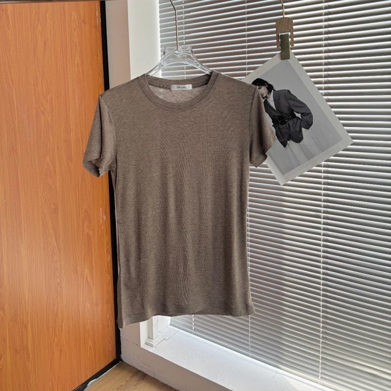 COS Ribbed Crewneck T-Shirt Taupe
