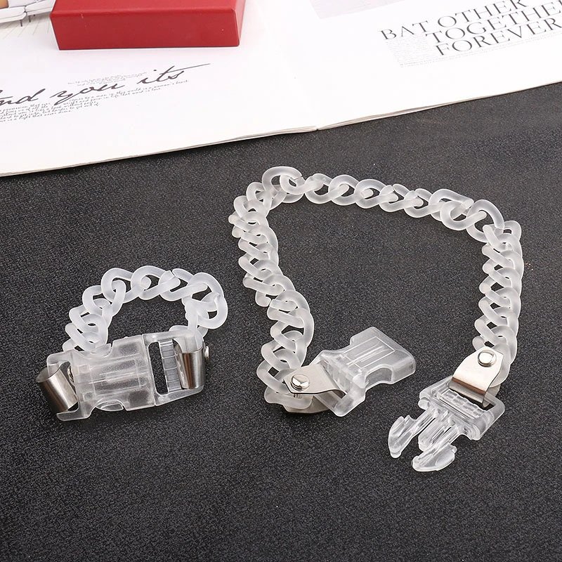 Transparent Acrylic Chain Clip Bracelet with Sculptural Bust Accessory - 15