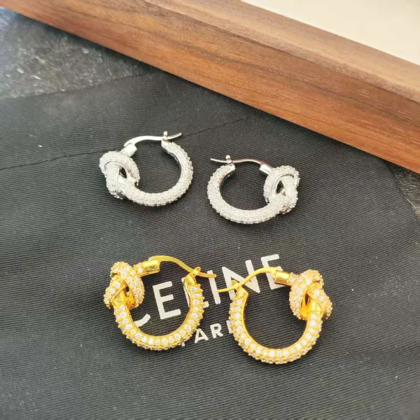 Celine Knot Hoop Earrings Gold Pave Crystal Earrings - 6